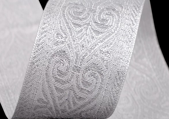 Bild 1 von Borte Jacquardband  - silber lurex 50 mm breit  3 Meter