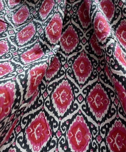 Bild 1 von Baumwollstoff - Indien  - blockprint Handdruck nachtblau pink  - 50 cm