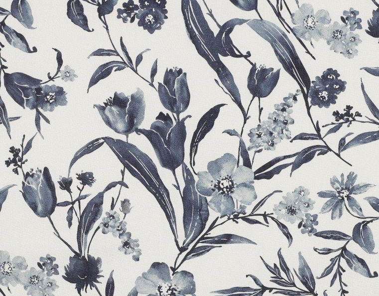 Bild 1 von Trachten Dirndl Baumwolle  - Blumen  - ecru weiß blau - 50cm