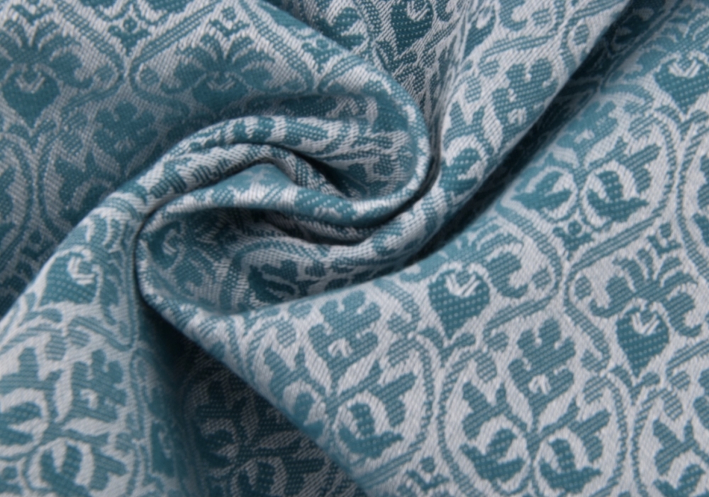 Bild 1 von Reststück Jacquard knitterfrei Ornamentmuster -  türkis  petrol pastell - 180 cm