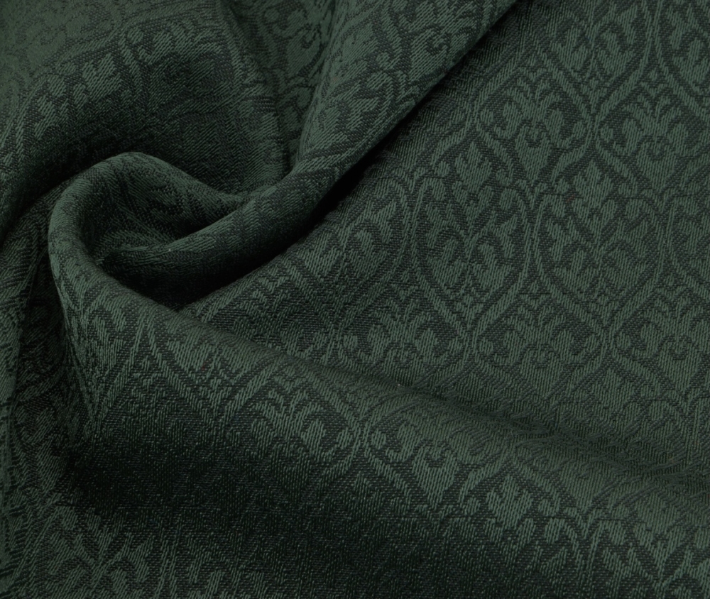 Bild 1 von Reststück Wollsatin Jacquard knitterfrei Ornamentmuster - dunkelgrün  - 45 cm