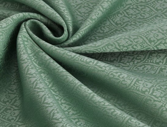 Bild 1 von Reststück Wollsatin Jacquard knitterfrei Ornamentmuster - dunkles mintgrün salbei seegrün - 215 cm