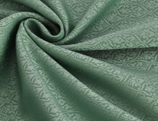 Bild 1 von Wollsatin Jacquard Mischgewebe knitterfrei Ornamentmuster - dunkles mintgrün seegrün - 50 cm
