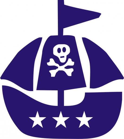 Bild 1 von  Bügelmotiv Piratenschiff blau