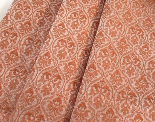 Bild 1 von Reststück Jacquard Mischgewebe knitterfrei Ornamentmuster - kupfer pastell marille - 85cm