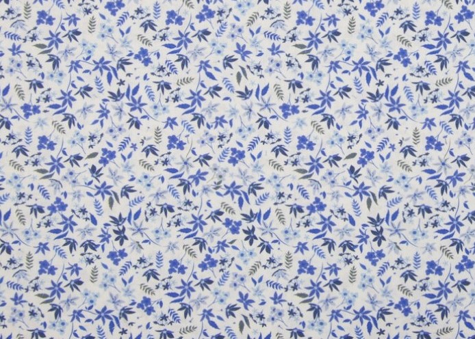 Bild 1 von Baumwollstoff - millefiori Blumen - weiß blau -  50 cm
