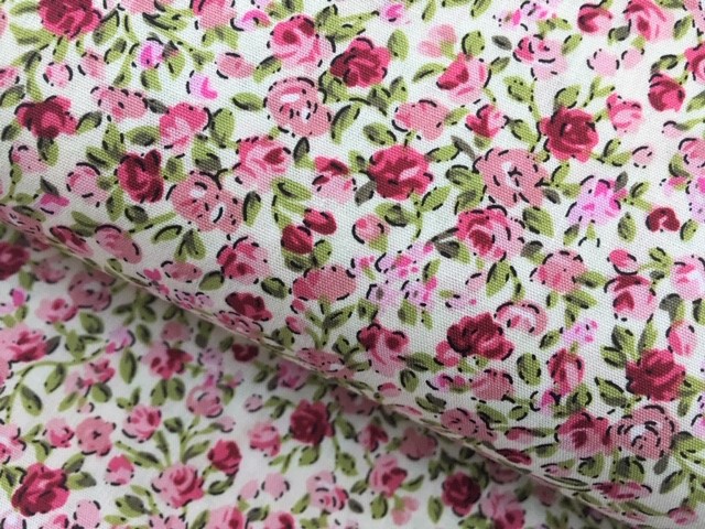 Bild 1 von Dirndl Stoff Blumen - millefiori - creme weiß altrosa weinrot zartgrün - 50 cm