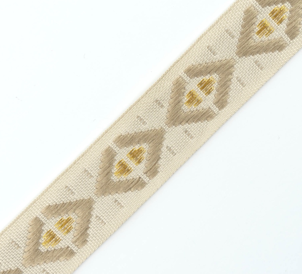 Bild 1 von Borte Jacquardborte Webband Band creme gold   - 25 mm breit  - 3 Meter