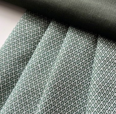 Bild 1 von Jacquard Mischgewebe knitterarm Ornamentmuster Waben - dunkelgrün - 50 cm