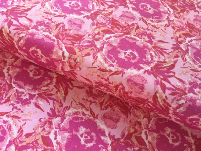 Bild 1 von Baumwollstoff - Blumen  -  pink  - 50 cm