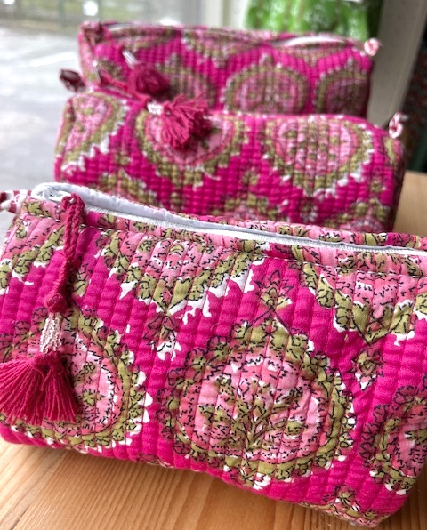Bild 1 von Kosmetiktasche Beautybag Handdruck Stoff Indien in Größe M und L  / (Größe ) M