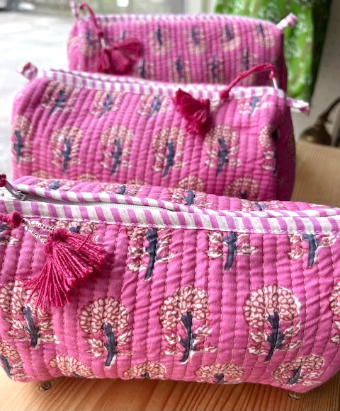 Bild 1 von Kosmetiktasche Beautybag - Handdruck Stoff Indien - in Größe S