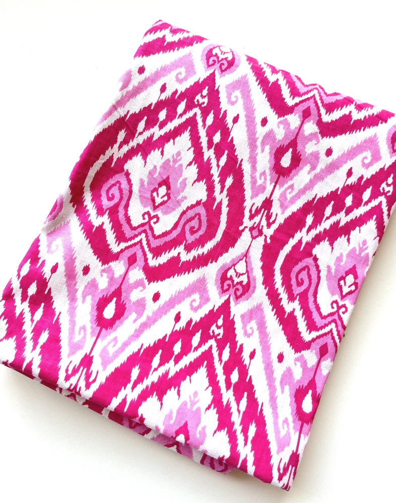Bild 1 von Reststück Baumwollstoff - Indien  - Blumen weiss lila - 150 cm
