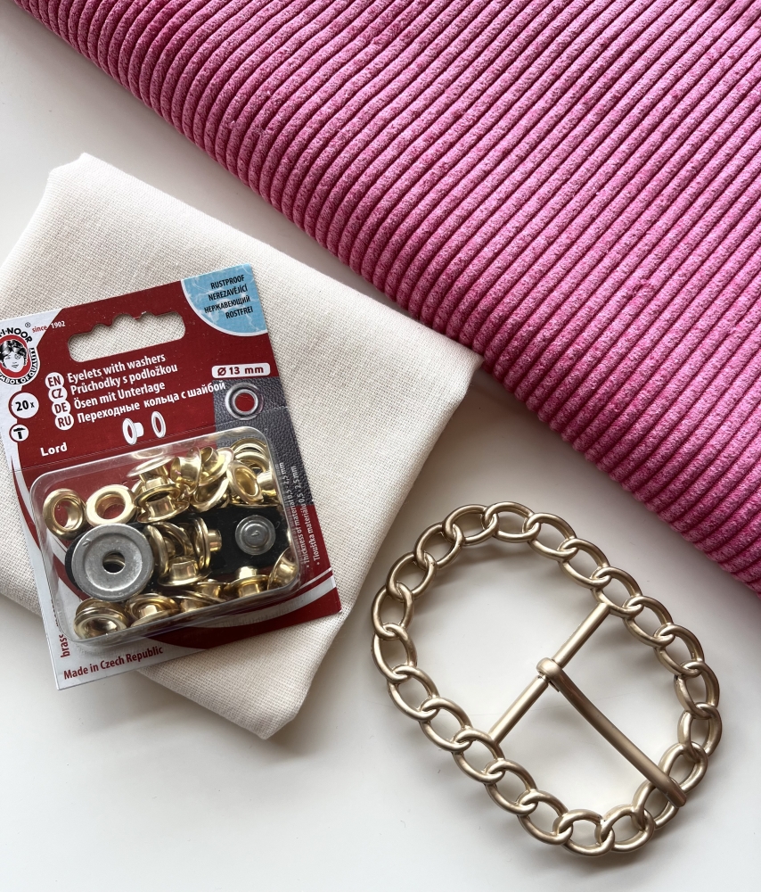 Bild 1 von Materialpaket für einen Breitcord Gürtel Dirndlgürtel - pink