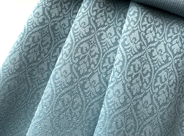 Bild 1 von Wollsatin Jacquard Mischgewebe knitterfrei Ornamentmuster - blaugrün pastel  - 50 cm