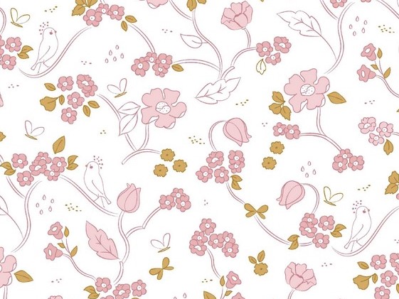 Bild 1 von Reststück BIO - Dirndl Stoff Blumen - weiß altrosa - 150 cm