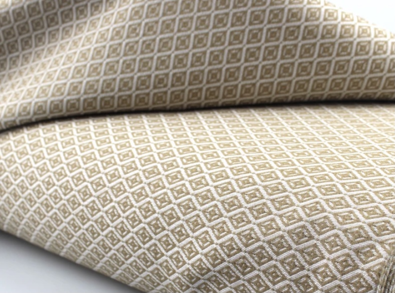 Bild 1 von Bengalin Stretch-Jacquard Mischgewebe knitterarm Ornamentmuster Waben - camel sand   - 50 cm
