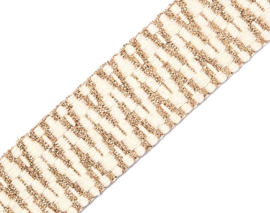 Bild 1 von Dirndlgürtel - feste Jacquardborte  creme gold lurex Zacken - 40 mm breit  - 3 Meter