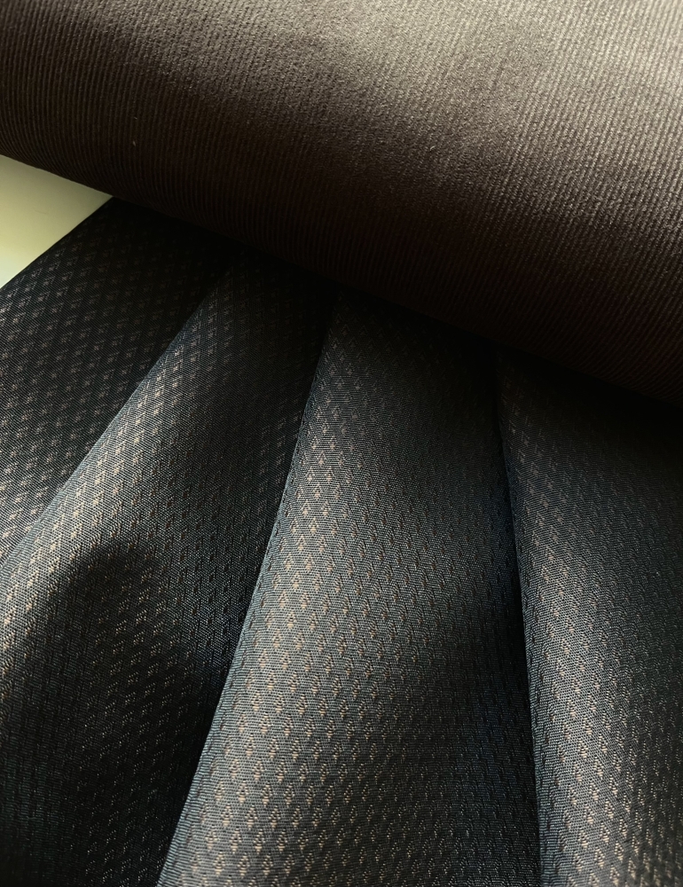 Bild 1 von Wollsatin Jacquard knitterfrei kleine Raute - dunkelbraun schokolade schwarz  - 50 cm