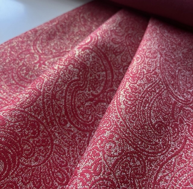 Bild 1 von Jacquard Stoff - Mischgewebe - rot lurex gold  - 2x100 cm
