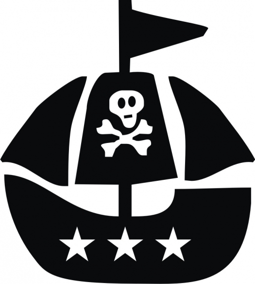 Bild 1 von Bügelmotiv Piratenschiff schwarz