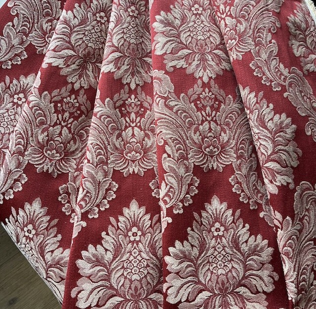 Bild 1 von Brokat Italien Jacquard -  Blumen  Ornamentmuster gewebt  dunkelrot creme - 200 cm