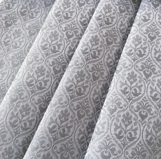 Bild 1 von Reststück Jacquard Mischgewebe knitterfrei Ornamentmuster - silbergrau - 38 cm