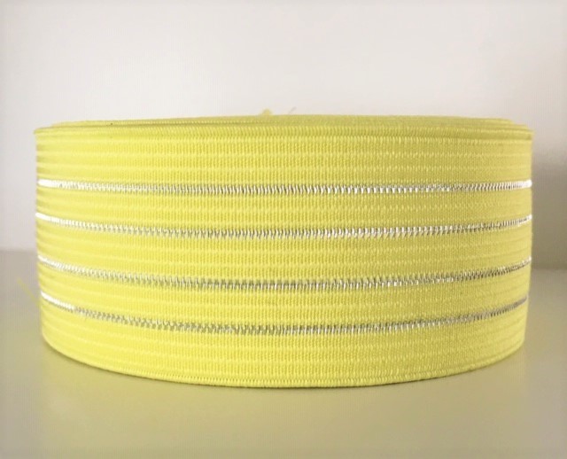 Bild 1 von Gummiband für Trachtengürtel - 4 cm  - zitronen gelb lurex Dirndlgürtel elastisch gewebt
