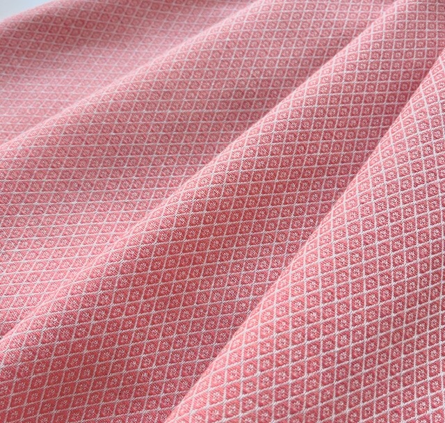 Bild 1 von Reststück Jacquard Mischgewebe knitterarm Ornamentmuster Waben - koralle - 100 cm