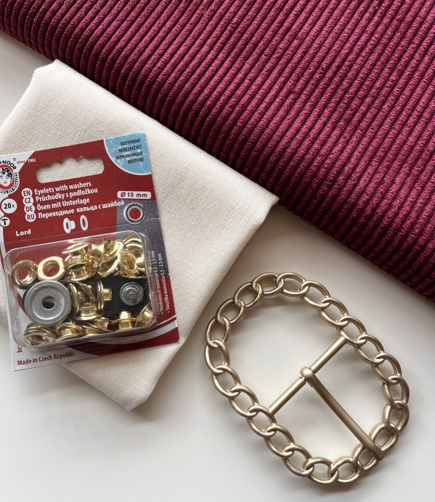 Bild 1 von Materialpaket für einen Breitcord Gürtel - bordeauxrot