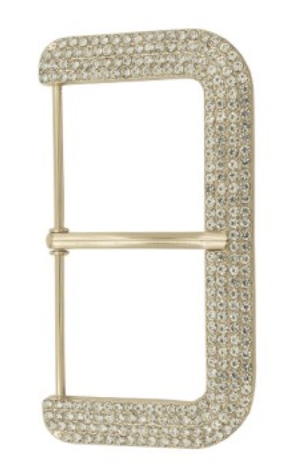 Bild 1 von Gürtelschnalle mit Dorn  - Schließe - Strass goldfarben -  80 mm