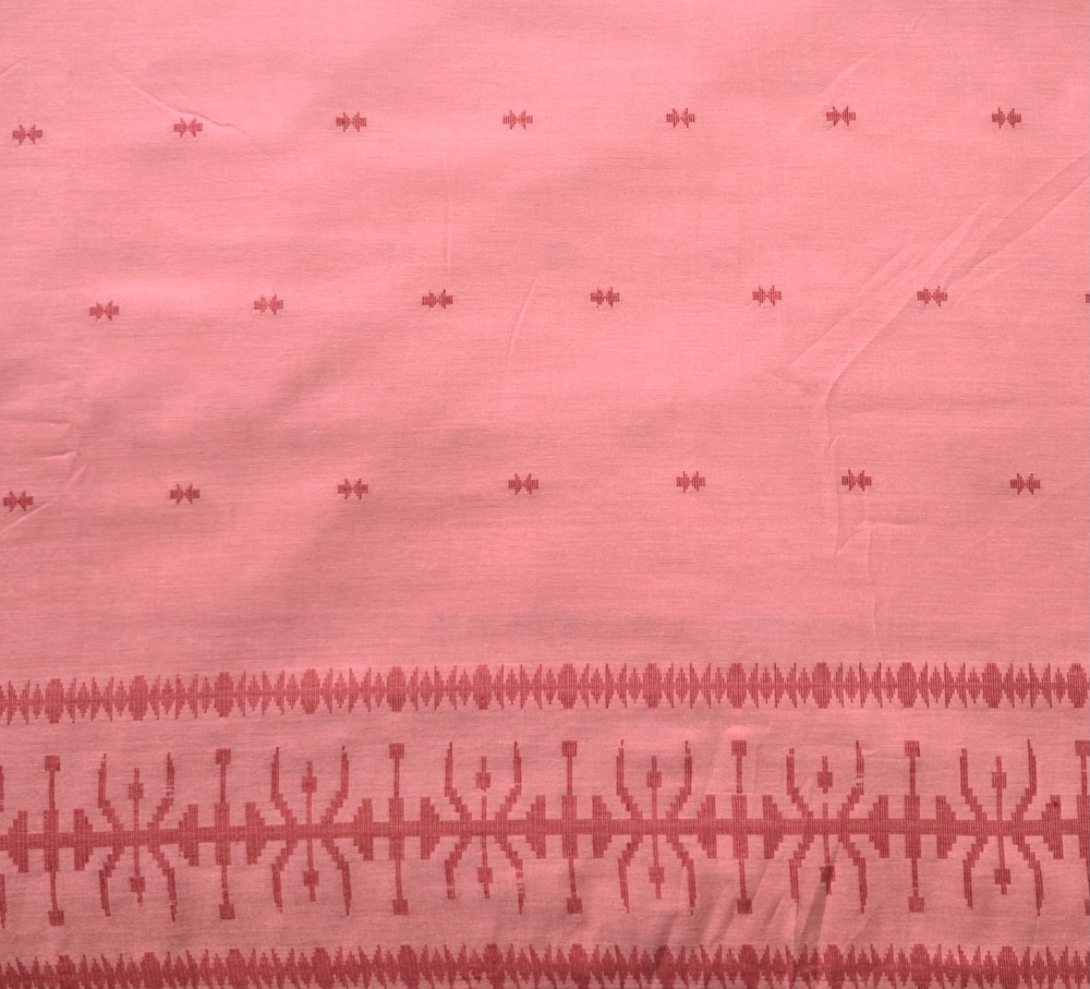 Bild 1 von Baumwollstoff - Indien  - handloom bestickt dunkler pfirsich rot - 170 cm