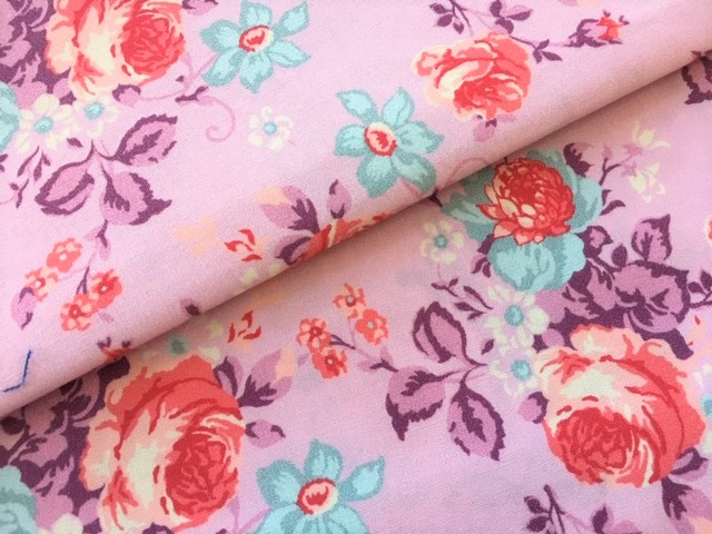Bild 1 von Dirndl Stoff Blumen - zartrosa weiß türkisblau rot - 50 cm