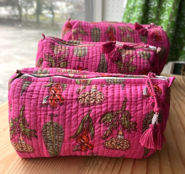 Bild 1 von Kosmetiktasche Beautybag - Handdruck Stoff Indien - in 2 Größen  / (Größe ) L