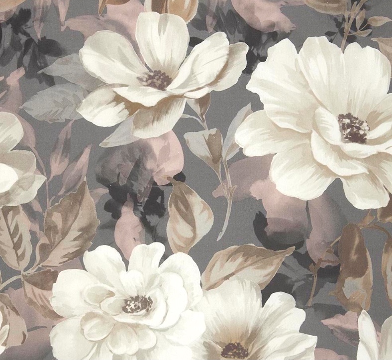 Bild 1 von Trachten Dirndl Stoff - knitterarm - Blumenmuster - grau creme altrosa - 180 cm