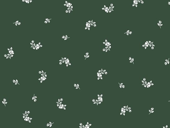 Bild 1 von Dirndl Stoff Blumen - dunkelgrün weiß - 50 cm