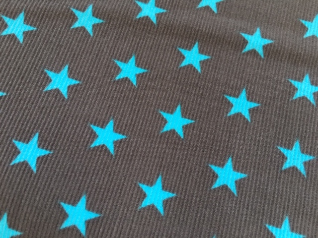 Bild 1 von Reststück Feincord / Samtcord - Sterne grau türkisblau - 120 cm