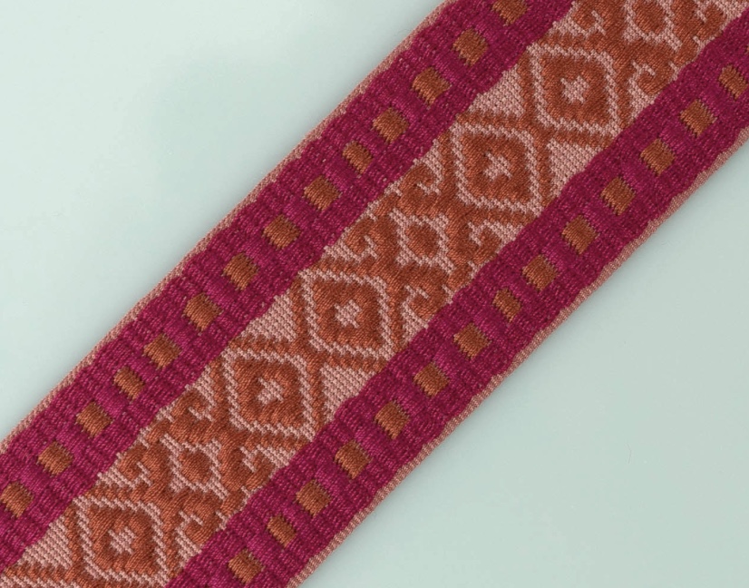 Bild 1 von Borte Jacquardborte Webband Band  beere zimt  rosenholz -  45 mm breit  - 3 Meter