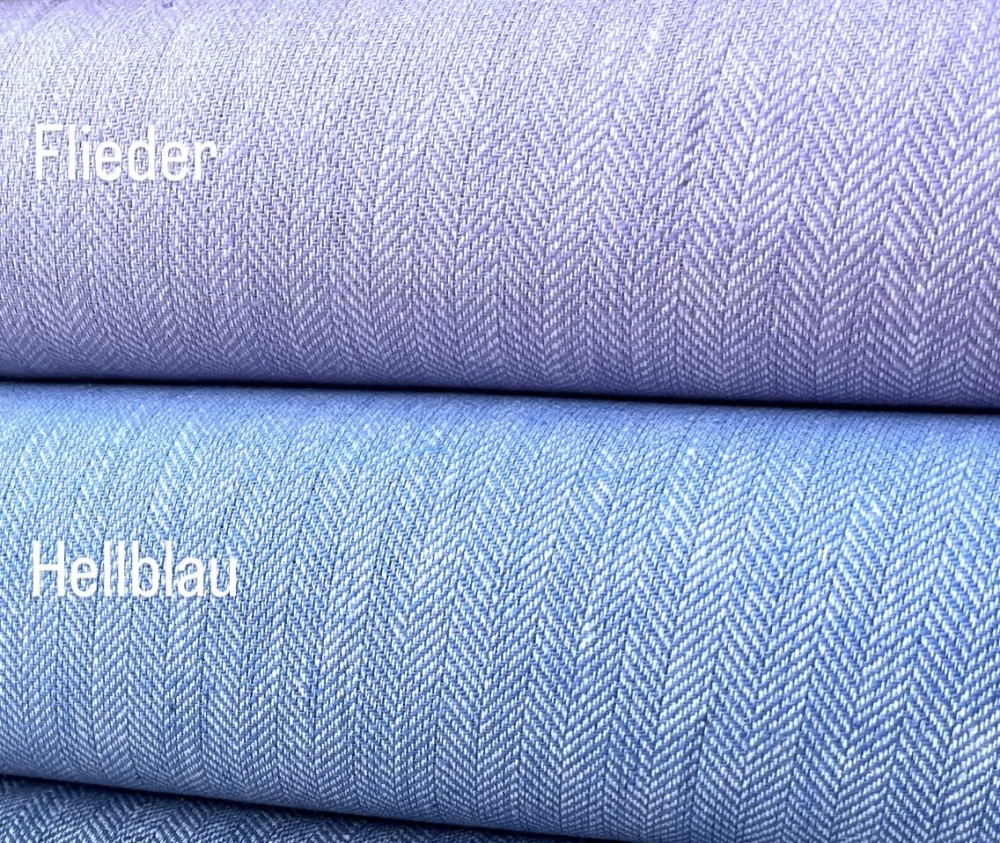 Bild 1 von Reststück Fischgrat Halbleinen Baumwoll-Leinenstoff - Twill  - flieder -  40 cm