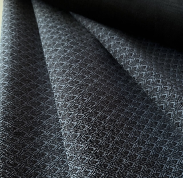 Bild 1 von Bengalin Stretch-Jacquard Mischgewebe knitterarm  Waben - graublau schwarz  - 115 cm