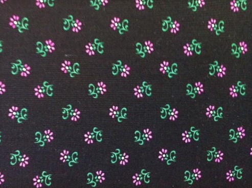 Bild 1 von Dirndl Stoff Blumen - schwarz pink grün - 50 cm