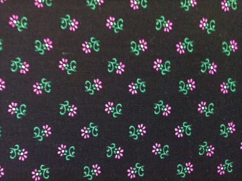 Bild 1 von Reststück Dirndl Stoff Blumen - schwarz pink grün - 70 cm