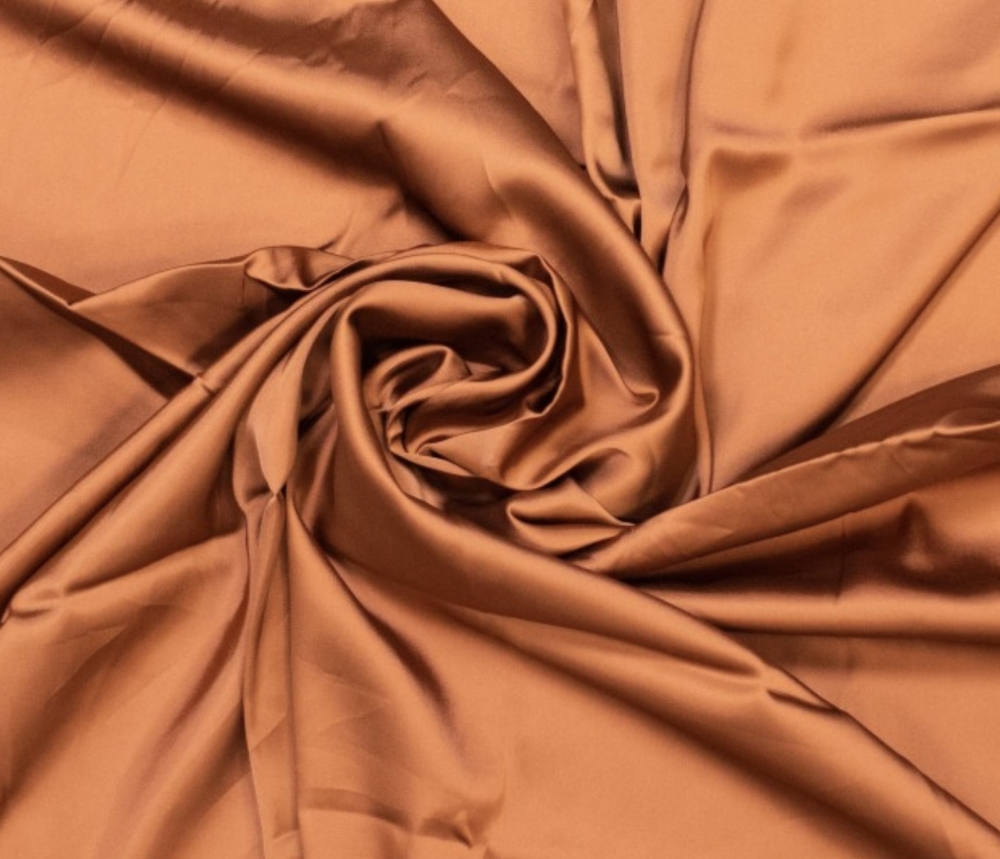 Bild 1 von Reststück Viskosesatin -Mischgewebe - edler Glanz - leicht dehnbar - kupfer -150 cm