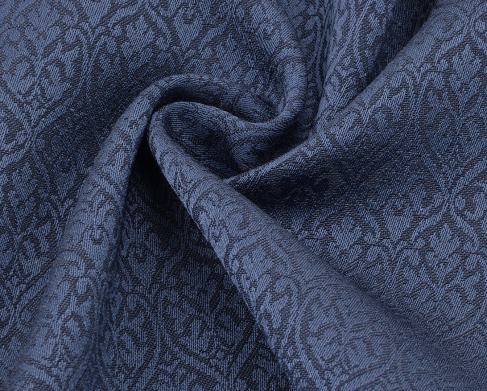 Bild 1 von Wollsatin Jacquard Mischgewebe knitterfrei Ornamentmuster - dunkelblau  - 50 cm