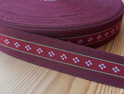 Bild 1 von Gummiband für Trachtengürtel - 2,5 cm  - weinrot -  Dirndlgürtel elastisch gewebt