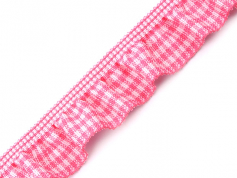 Bild 1 von Rüschengummi Rüschenborte Vichy Karo - rosa - 20 mm