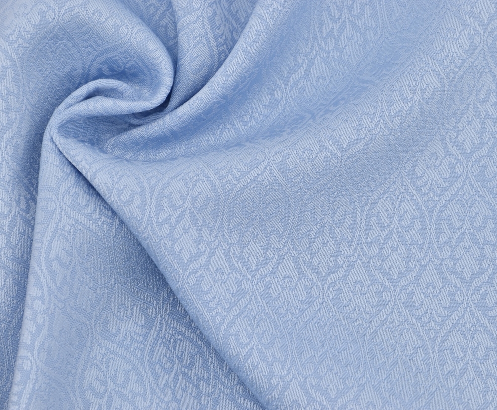 Bild 1 von Reststück Wollsatin Jacquard Mischgewebe knitterfrei Ornamentmuster - hellblau  - 120 cm