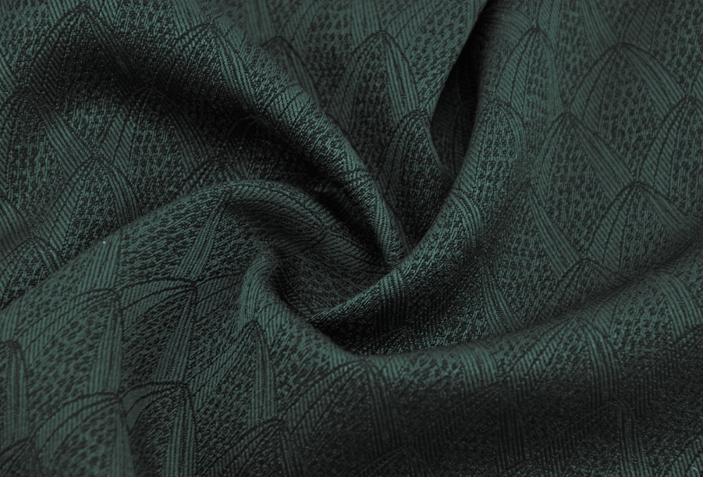Bild 1 von Reststück Wollsatin Jacquard Mischgewebe knitterfrei Ornamentmuster - dunkelgrün  - 145 cm