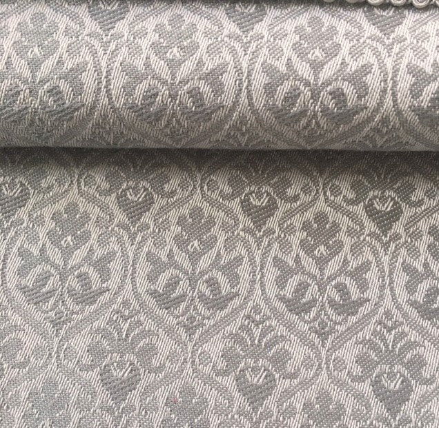 Bild 1 von Reststück Jacquard Mischgewebe knitterfrei Ornamentmuster - silbergrau - 88 cm