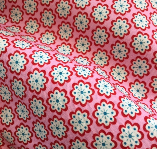 Bild 1 von Reststück Dirndl Stoff kleine Blumen  - rosa rot - 165 cm